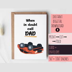 Vatertagskarte für Papa druckbare Auto, Geschenk für Papa, digitaler Download lustig von Erwachsenen Teen Teenager Tochter Sohn Kinder Umschlag Instant