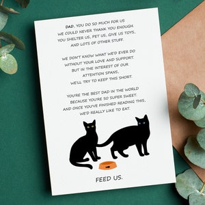 Katze Papa Karte, Vatertagskarte druckbare, Pelz Baby, Geschenk für Papa, digitaler Download lustig von Frau Karte mit Umschlag Sofort PDF Drucke