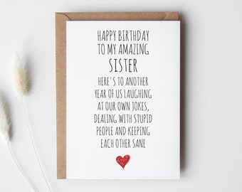 Tarjeta de cumpleaños divertida DESCARGA DIGITAL para hermana