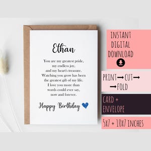 Custom Birthday Card for Son DOWNLOADABLE Printable