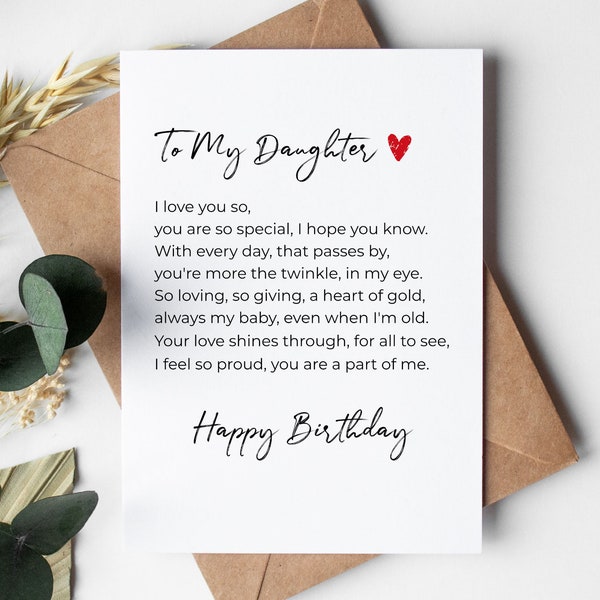 Daughters Birthday Card PRINTABLE DOWNLOAD, Gifts for Her