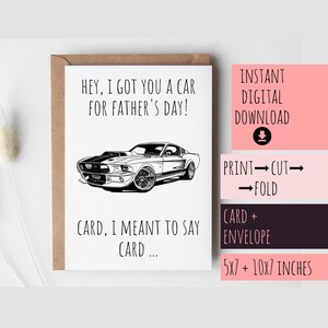 Carte de fête des pères pour papa voiture imprimable, cadeau pour grand-père 1ère fête des pères papa tout-petit téléchargement numérique beau-père grand-père Pops Funny PDF