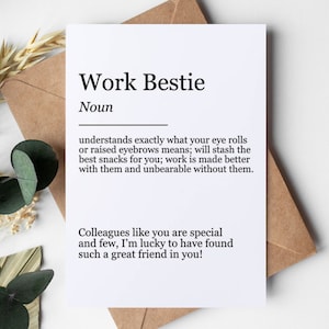 TÉLÉCHARGEMENT NUMÉRIQUE de carte de voeux de bestie de travail, cadeau d'anniversaire de collègue