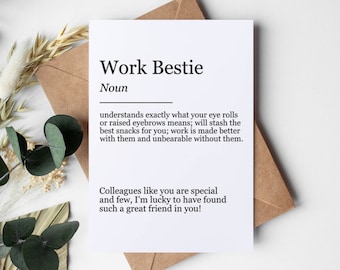 Work Bestie Greeting Card DIGITAL DOWNLOAD, Coworker Birthday Gift