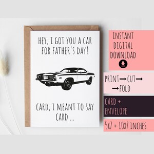 Carte de fête des pères pour papa voiture imprimable, cadeau pour grand-père 1ère fête des pères papa tout-petit téléchargement numérique beau-père grand-père Pops Funny PDF
