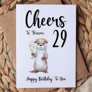 Carte 29e anniversaire à télécharger, loutre drôle numérique instantanée téléchargeable au format PDF