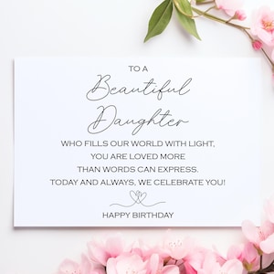 Tarjeta de cumpleaños para hija, descarga digital imprimible, feliz cumpleaños descargable al instante de mamá, papá, padres, hija adolescente adulta