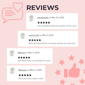 May include: A pink background with the word "REVIEWS" in black text. Four customer reviews are displayed with a star rating and a comment. The reviews are from Wendy, Marc, Melanie, and Maressa.
