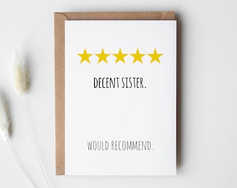 Funny Birthday Card DIGITAL DOWNLOAD for Sister