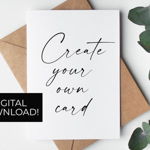 Cartão de aniversário personalizado, crie seu próprio cartão para impressão para download, download digital instantâneo personalizado