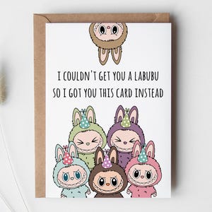 Carte d'anniversaire Labubu les monstres à télécharger pour fille fils, 1er 21 24 13 16 18 filleule filleul petite-fille petit-fils