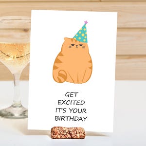 DRUCKBARE Geburtstagskarte Katze, HERUNTERLADBAR Lustige alles Gute zum Geburtstagkarten, sofortiger digitaler Download