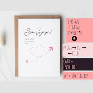 Bon Voyage Card PRINTABLE DIGITAL DOWNLOADABLE, Adventure Travel Travelling, Have The Best Time, Gap Year Holiday Instant Download
