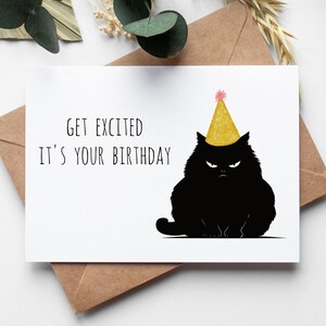 Carte d'anniversaire imprimable chat, carte de joyeux anniversaire drôle à télécharger pour lui elle, téléchargement numérique instantané