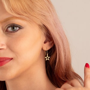 14K Solid Gold Star Earrings - Star Earrings - Modern Earrings - Solid Gold Earrings - Minimalist Earrings - Gift for Her
