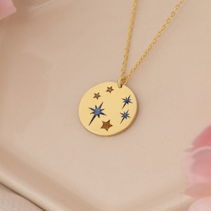 14K ゴールド ノース スター ネックレス - 14K ゴールド エナメル スター ネックレス - ソリッド ゴールド ポラリス & スター ネックレス - 14K ゴールド ポール スター ネックレス