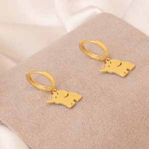 14K Baby Elefant Creolen - Elefant Ohrstecker - Niedliche Elefanten Ohrringe - Zierliche Ohrringe - Tier Schmuck - Geschenk für Kinder - Geschenk für Sie
