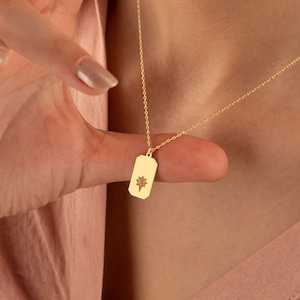 14K ゴールド ノース スター ネックレス - 14K ゴールド オクタゴン ネックレス - ソリッド ゴールド ポラリス ネックレス - 14K ゴールド ポール スター ネックレス - クリスマス ギフト