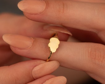 Anillo de nube de oro macizo de 14K - Anillo de la suerte de oro - Joyería de oro de 14K - Anillo del Principito - Regalo para niños - Regalos de oro de 14K - Regalo para ella