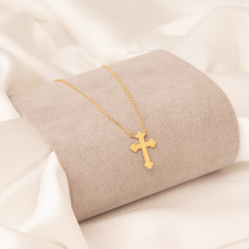 14K Real Gold Cross Pendant 14K Solid Gold Cross Necklace Christian Jewellery Boyfriend Gift Religious Jewellery Gifts image 4