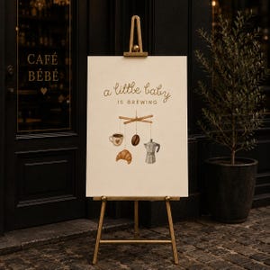 A Little Baby is Brewing Welcome Sign | Coffee Baby Shower Decor | Editable Canva Template | 18x24 Baby Shower Poster