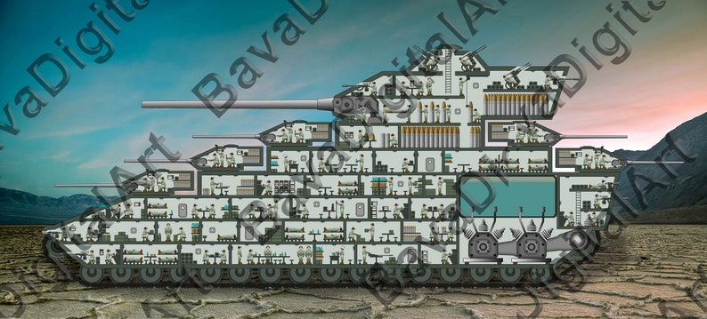 Supertank. Multi-story Fantasy Tank in Minimalist Style.. 1 JPG Image ...