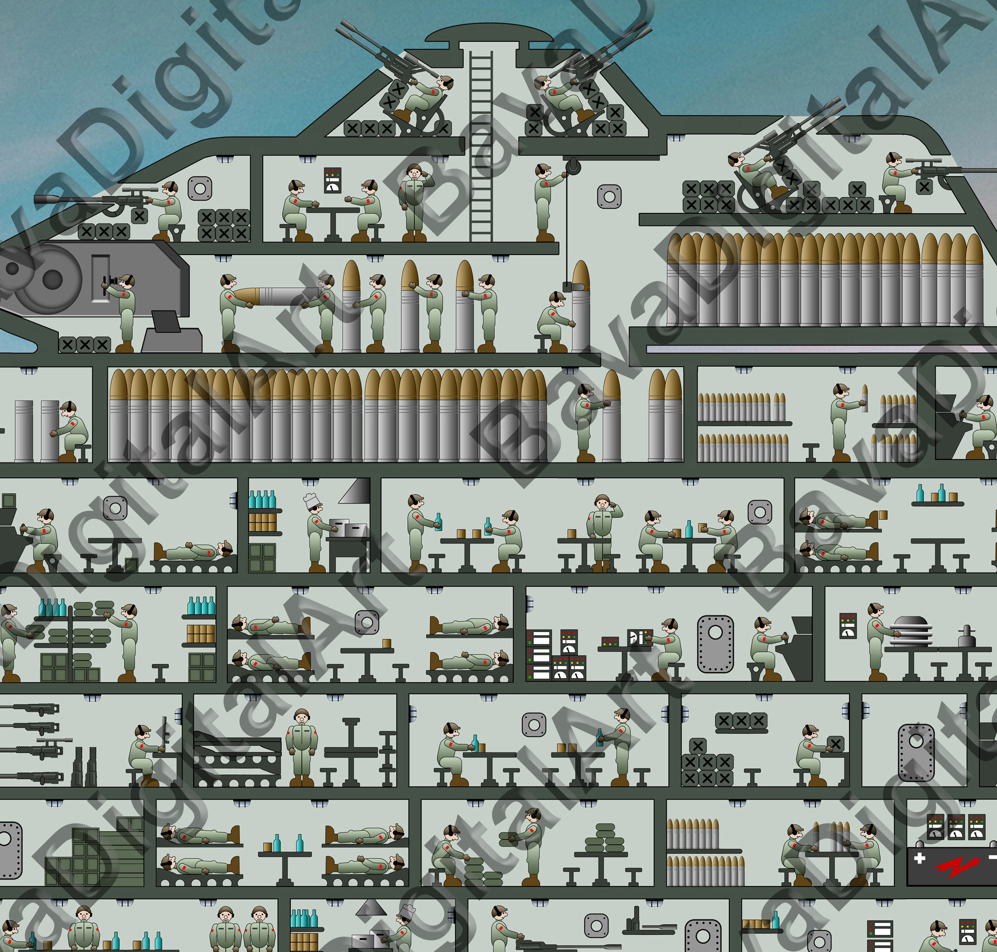 Supertank. Multi-story Fantasy Tank in Minimalist Style.. 1 JPG Image ...