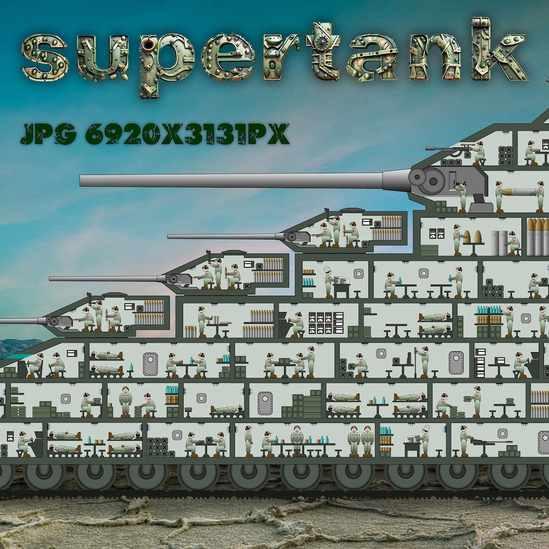 Supertank. Multi-story Fantasy Tank in Minimalist Style.. 1 JPG Image ...