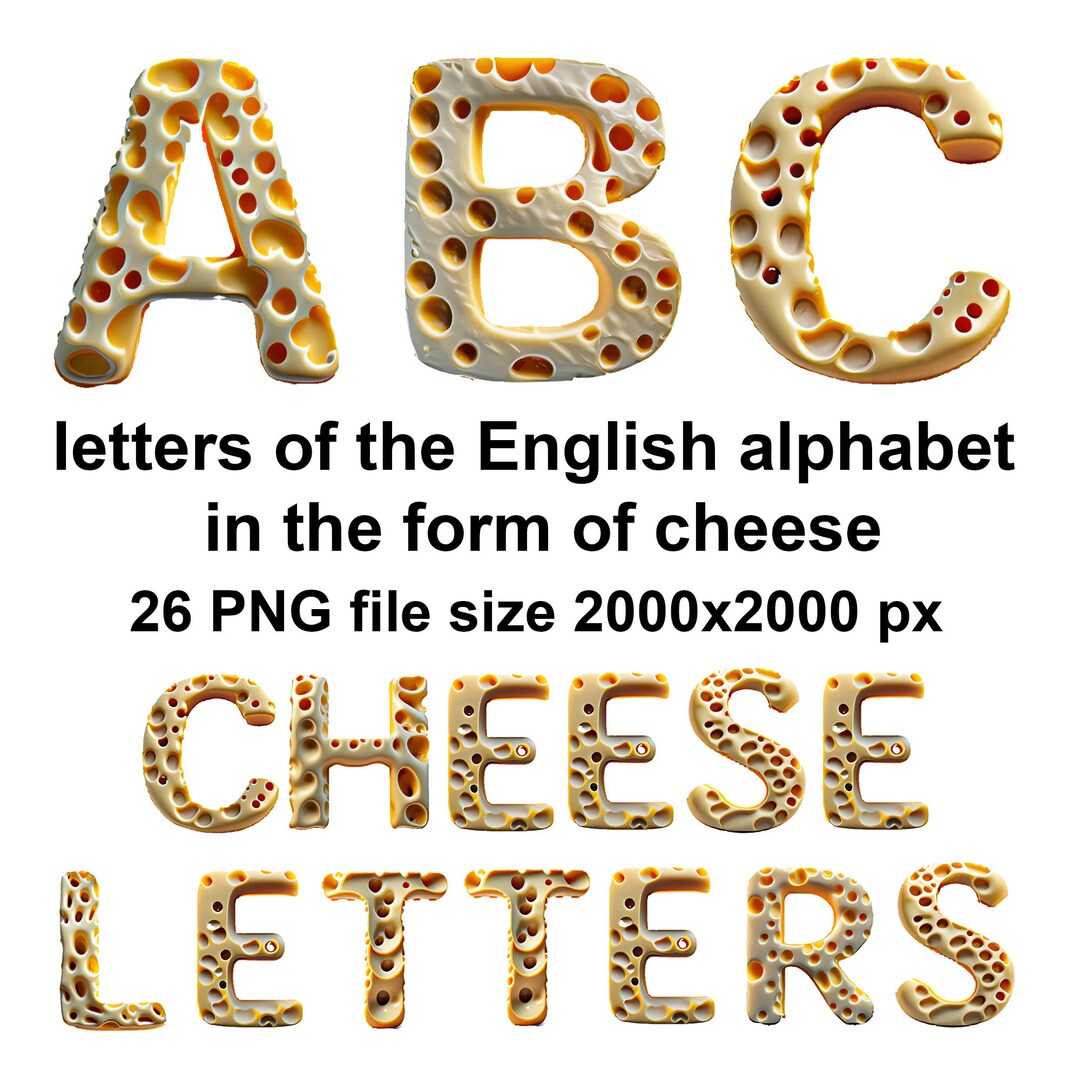 Cheese Letters. English Alphabet. A Set of Decorative Letters in the ...