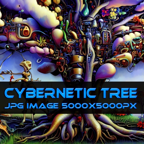Cybernetic tree. Strange tree from the electronic garden. 1 JPG image 5000x5000px