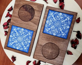 Handmade Coffee Wooden Serving Tray Board Plate Coffee Tea Lovers Mug Coaster