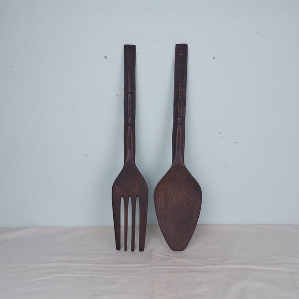 Wooden Fork and Spoon Wall Decor Etsy