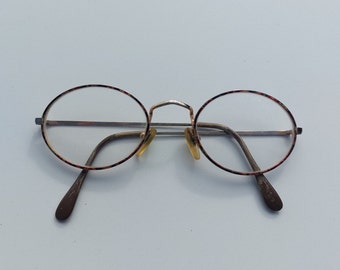 Frauen Brille, ovale Linse, Lesebrille, Retro Brille, Vintage Brille, Brauner Rahmen, Metallrahmen, Bürobrille 93