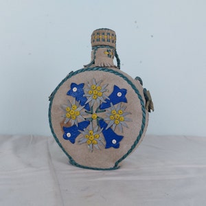 Lederflasche, Whiskyflasche, Vintage, Retro, alt, cool, Glas, Unikat, handgefertigt, Sammlerstück