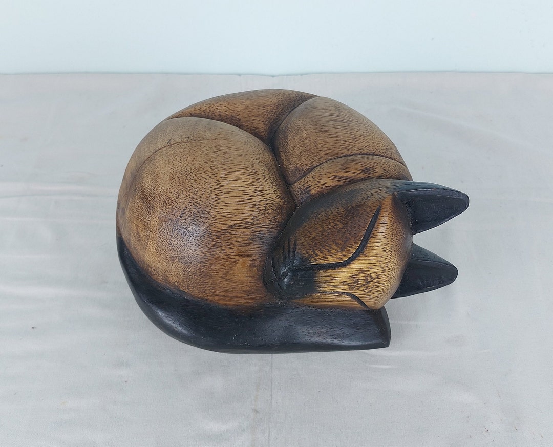 Cat Sculpture, Wooden Cat, Sculpture, Vintage, Retro, Old, Cool, Unique