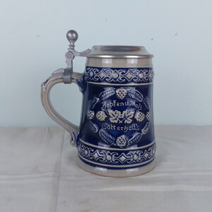 Deutschland Becher, Vintage, Keramik Bierkrug, Keramik Home Decor, Sammlerstück Deutschland, Keramik, retro, Vintage, blauer Becher