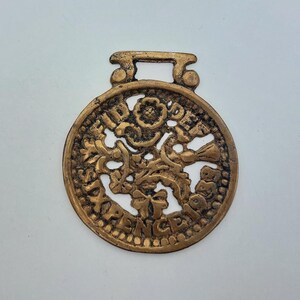 Six Pence 1939, Horse medallion, collectable, brass decor, brass wall decor, metalware, made in england 5