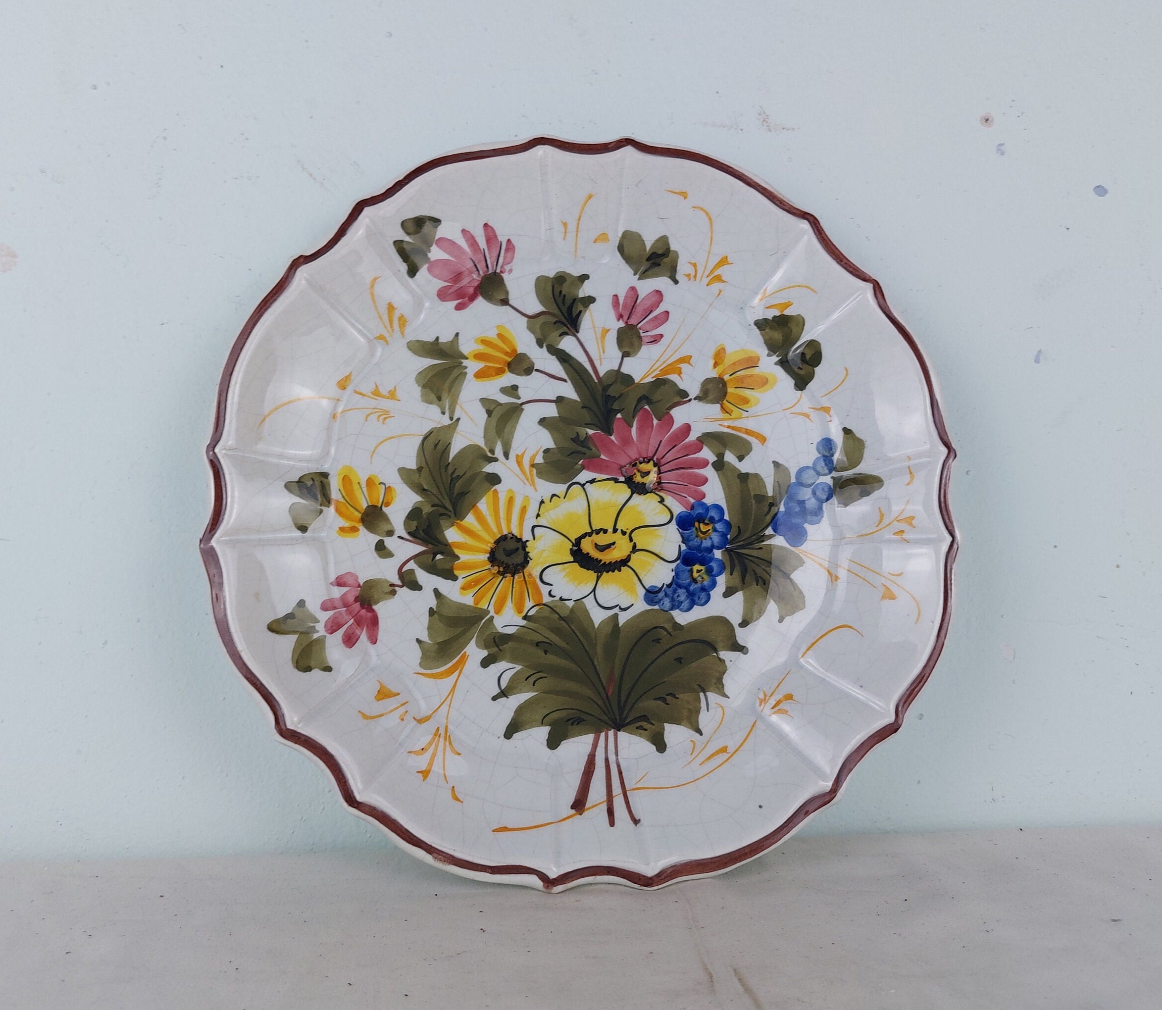 Coupe En Porcelaine Motif Fleur Type Bassano - Non Signée - Déco Vintage