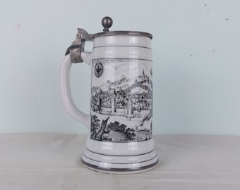 Beautiful mug, city mug, Vintage, Ceramic Beer Mug, Pottery Home Decor, Collectable Germany, Pottery, Gerz, West germany, Germany mug