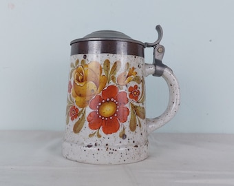 Hermosa taza, Taza de flores, Vintage, Taza de cerveza de cerámica, Decoración del hogar de cerámica, Alemania coleccionable, Cerámica, Gerz, Alemania Occidental, Taza de Alemania