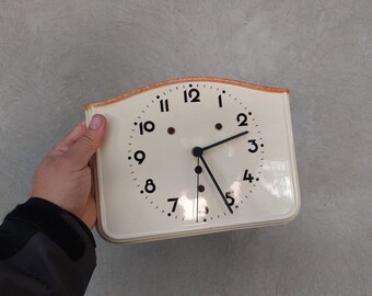 Art deco clock, white clock, kitchen clock, vintage clock, retro clock, vintage clock, germany clock, ceramic clock, unique