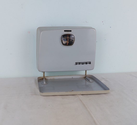 Wand-Küchenwaage, Arbeitswaage, shabby Küchendekor, Küchendekor, Vintage, retro, alt, cool, grau, hellblau, modernistisch