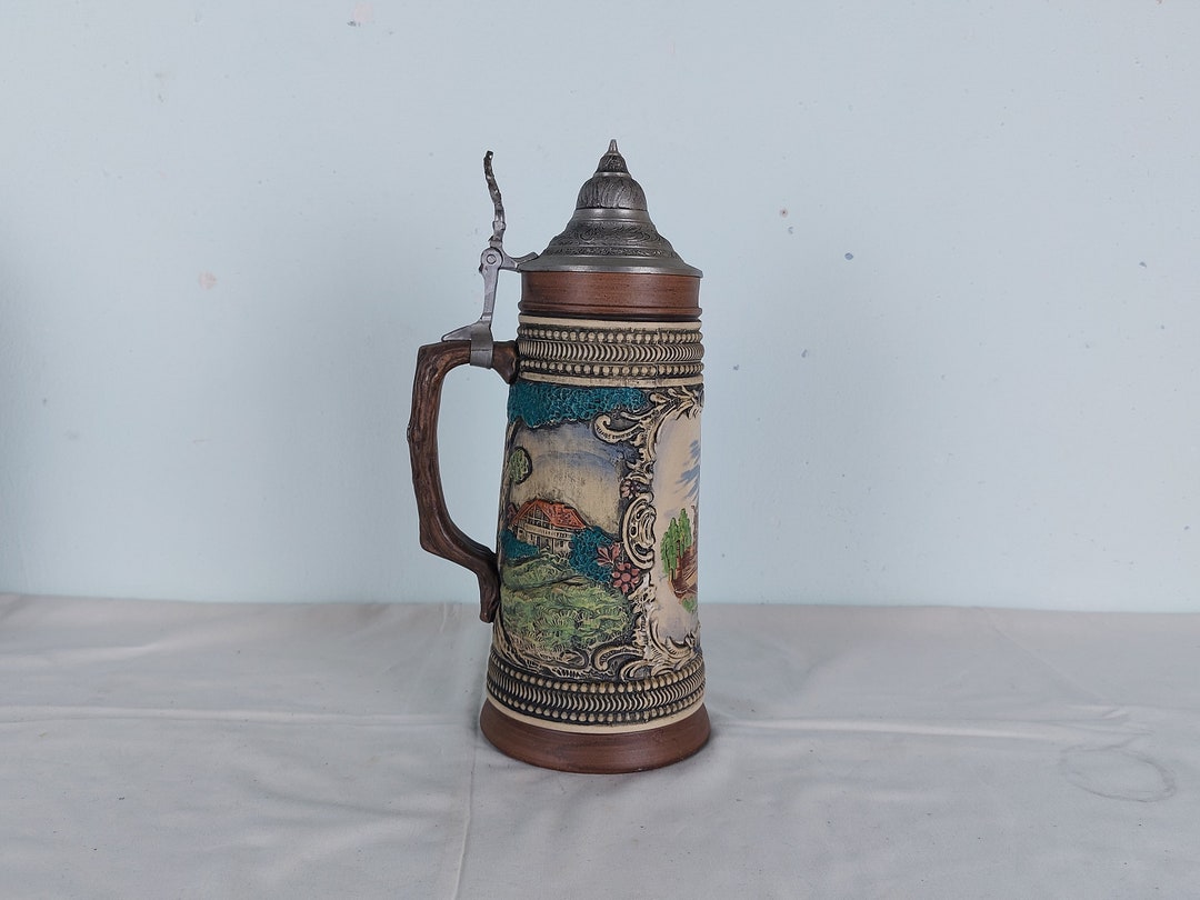 Large Beautiful Mug Vintage Ceramic Beer Mug Pottery Home Etsy