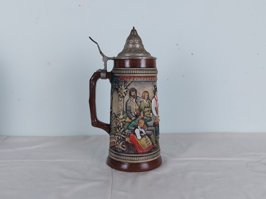 Large Beautiful Mug Vintage Ceramic Beer Mug Pottery Home Etsy