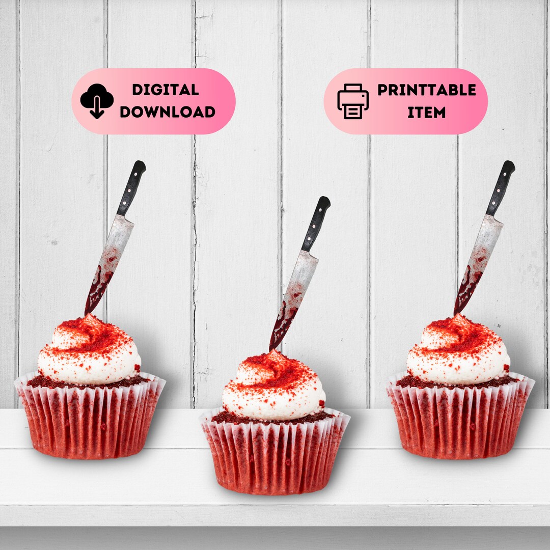 Halloween Knife Cupcake Toppers,bloody Knife Cupcake Topper,horror