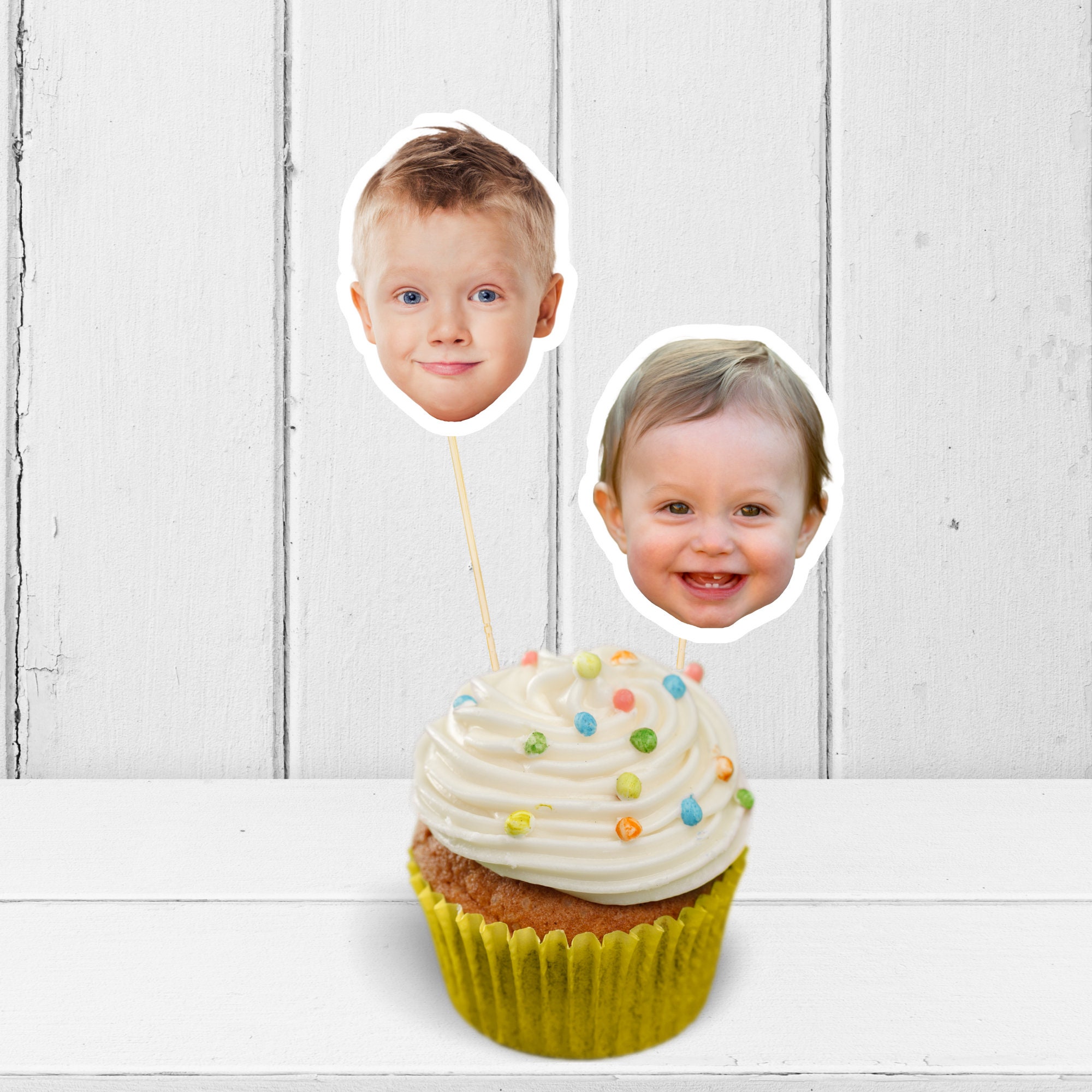 Baby Face Cupcake Toppersfirst Birthday Cake Topperscupcake Etsy