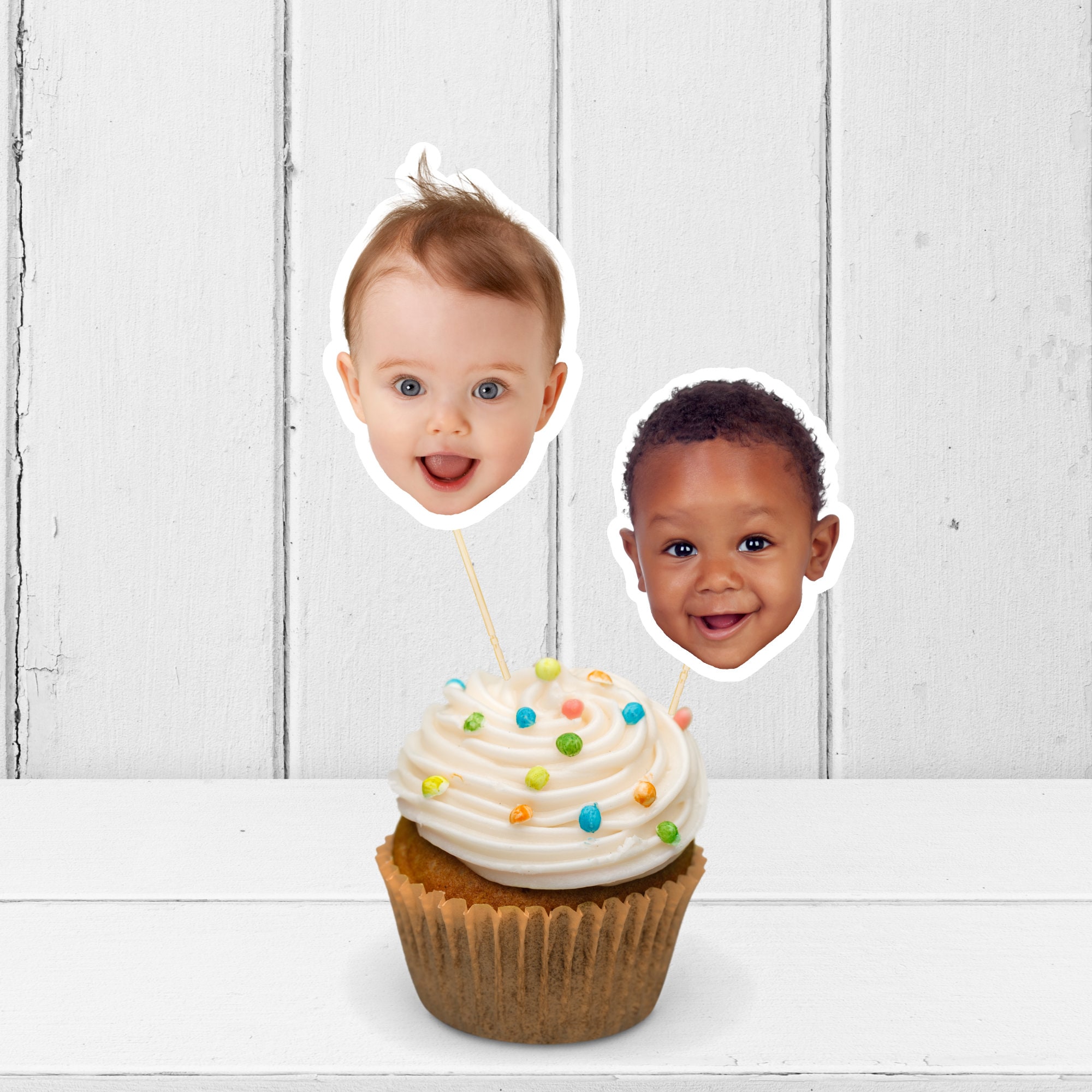 Baby Face Cupcake Toppersfirst Birthday Cake Topperscupcake Etsy