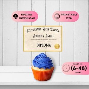 High School Diploma Party,Graduation Cupcake Topper,Graduation Decorations,Personalized Graduation Diploma Gard,Graduation Degree Diplomas