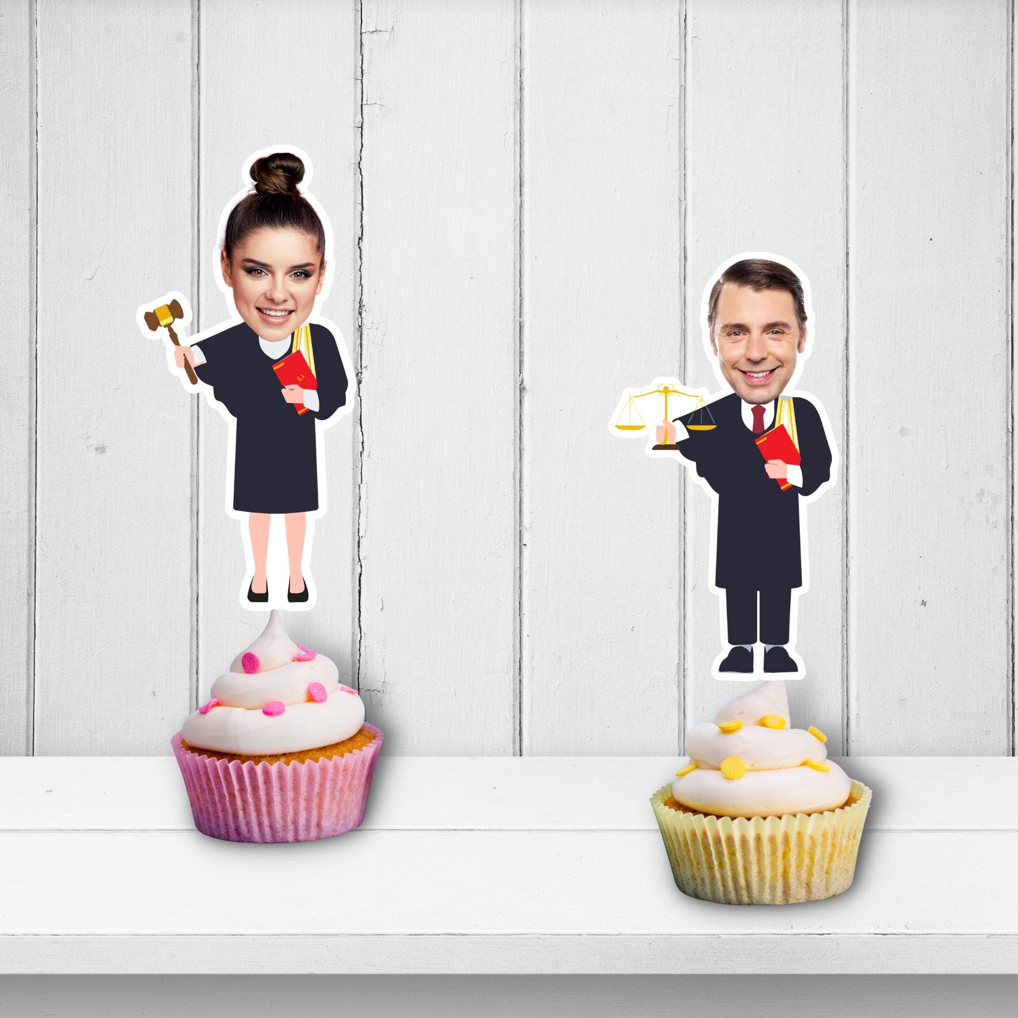 Table Topper Judge Lawyer Photo Cupcake Toppers,personalized Judge Face Decal,closed Case ...