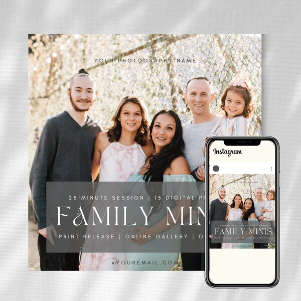 Family Mini Session Template, Instagram Post, Photography Template, Photographer Marketing Board, Mini Session Canva Template, Summer Fall